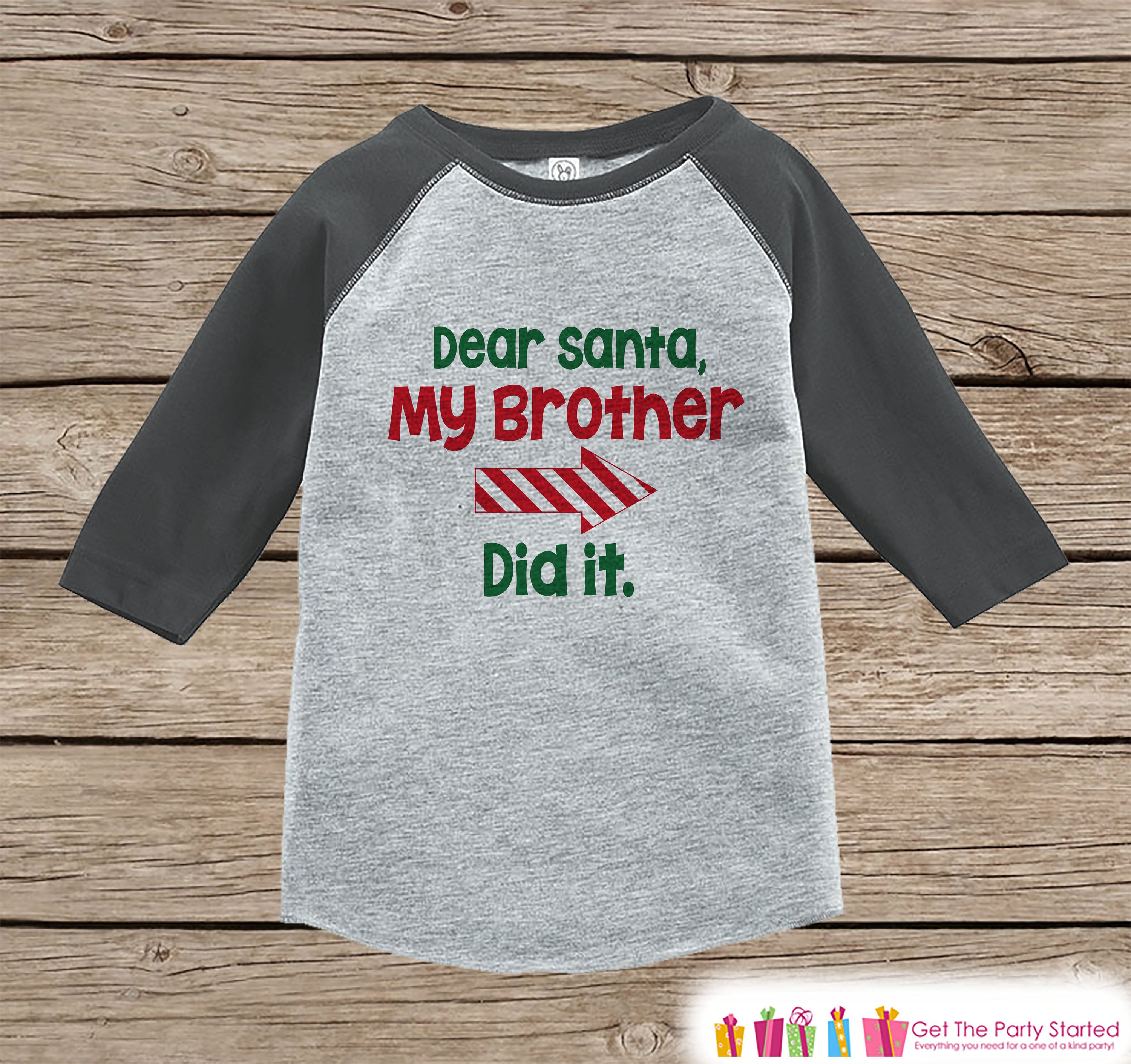 Kids Christmas Shirt - My Brother Did It - Funny Sibling Shirt or Onepiece - Boy or Girl Christmas P