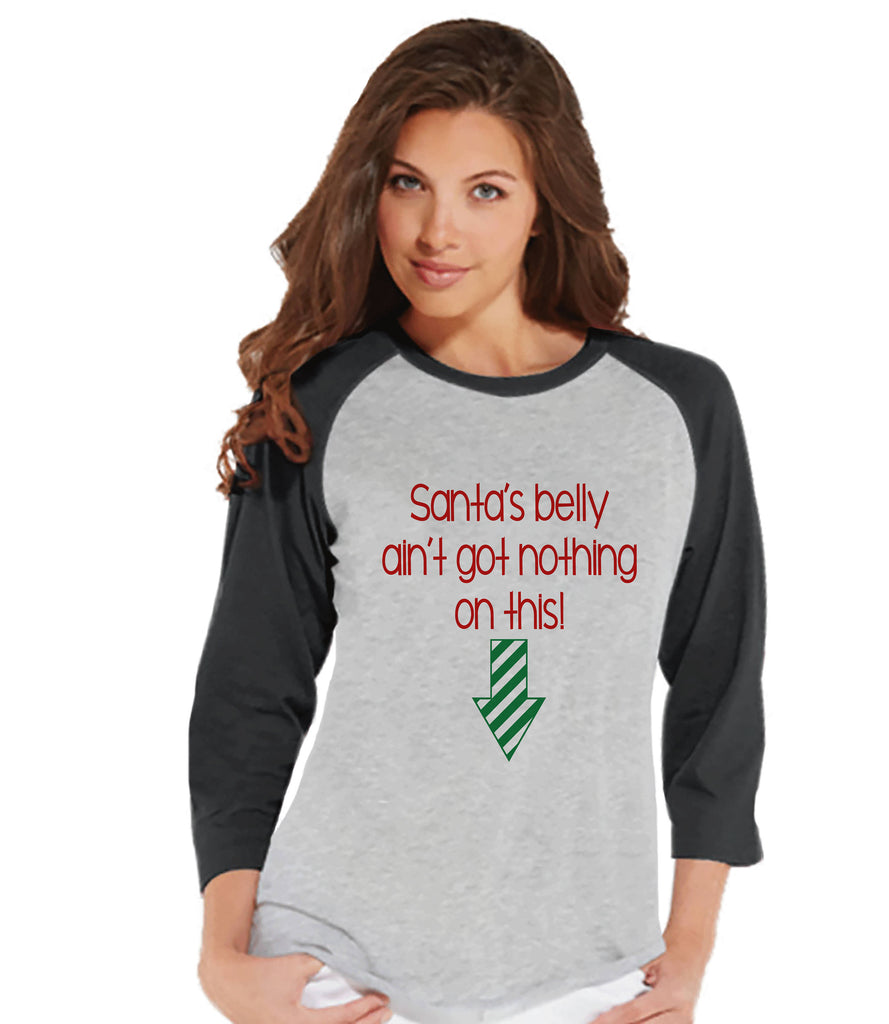 Christmas Pregnancy Announcement T-shirt - Funny Santa's Belly Pregnan ...