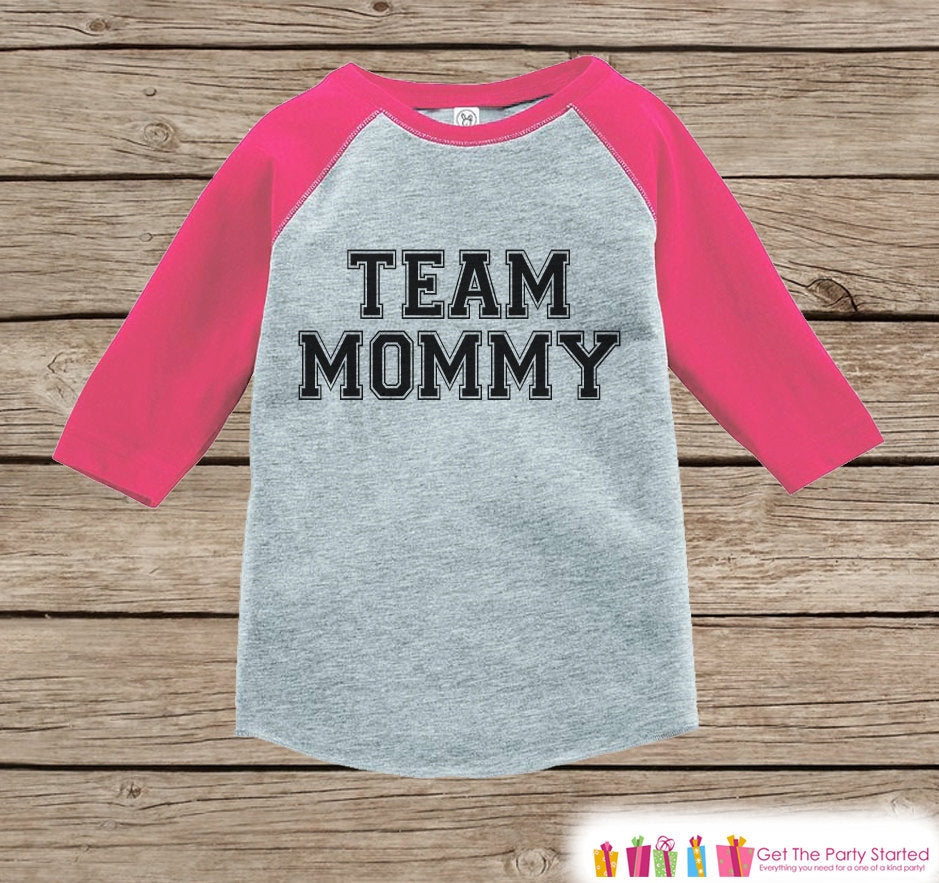 Girls Mother's Day Outfit - Pink Raglan Shirt - Team Mommy O