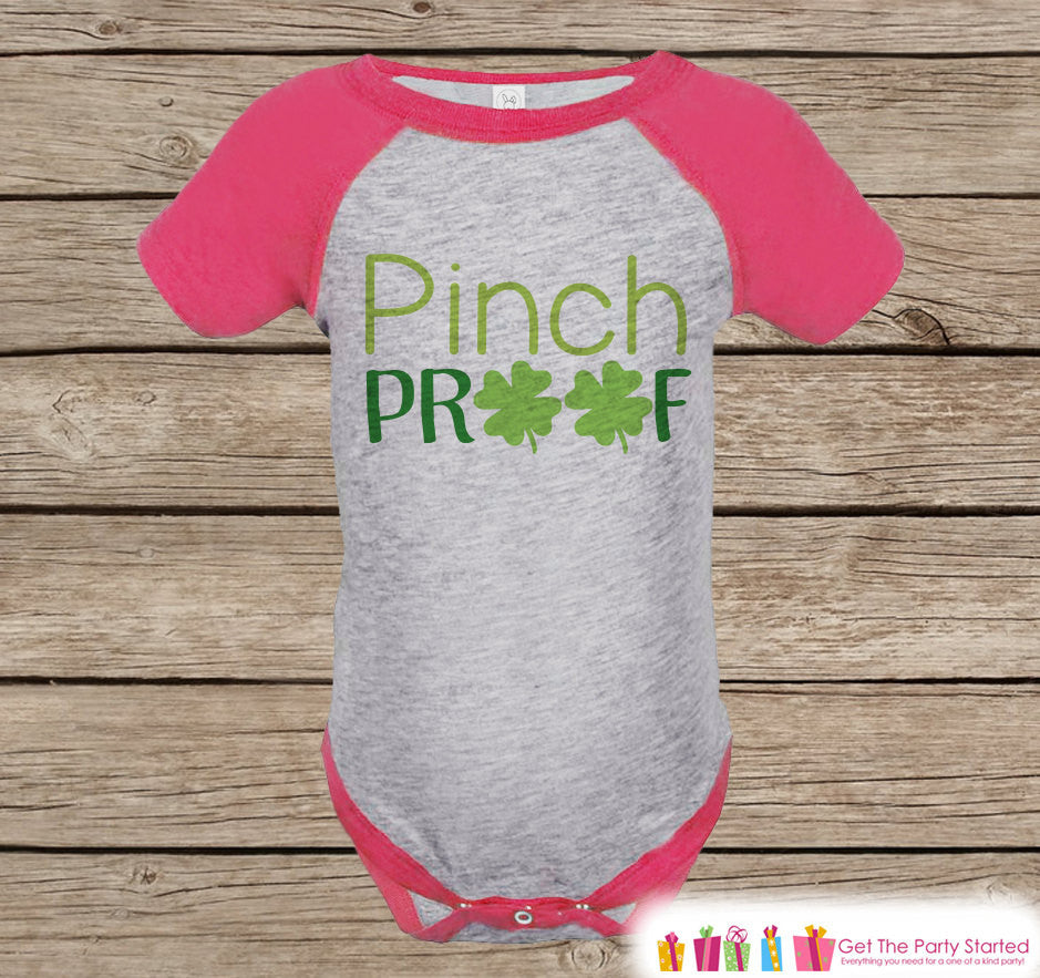 Girls St Patricks Day Outfit Pink Raglan Shirt Pinch Pr