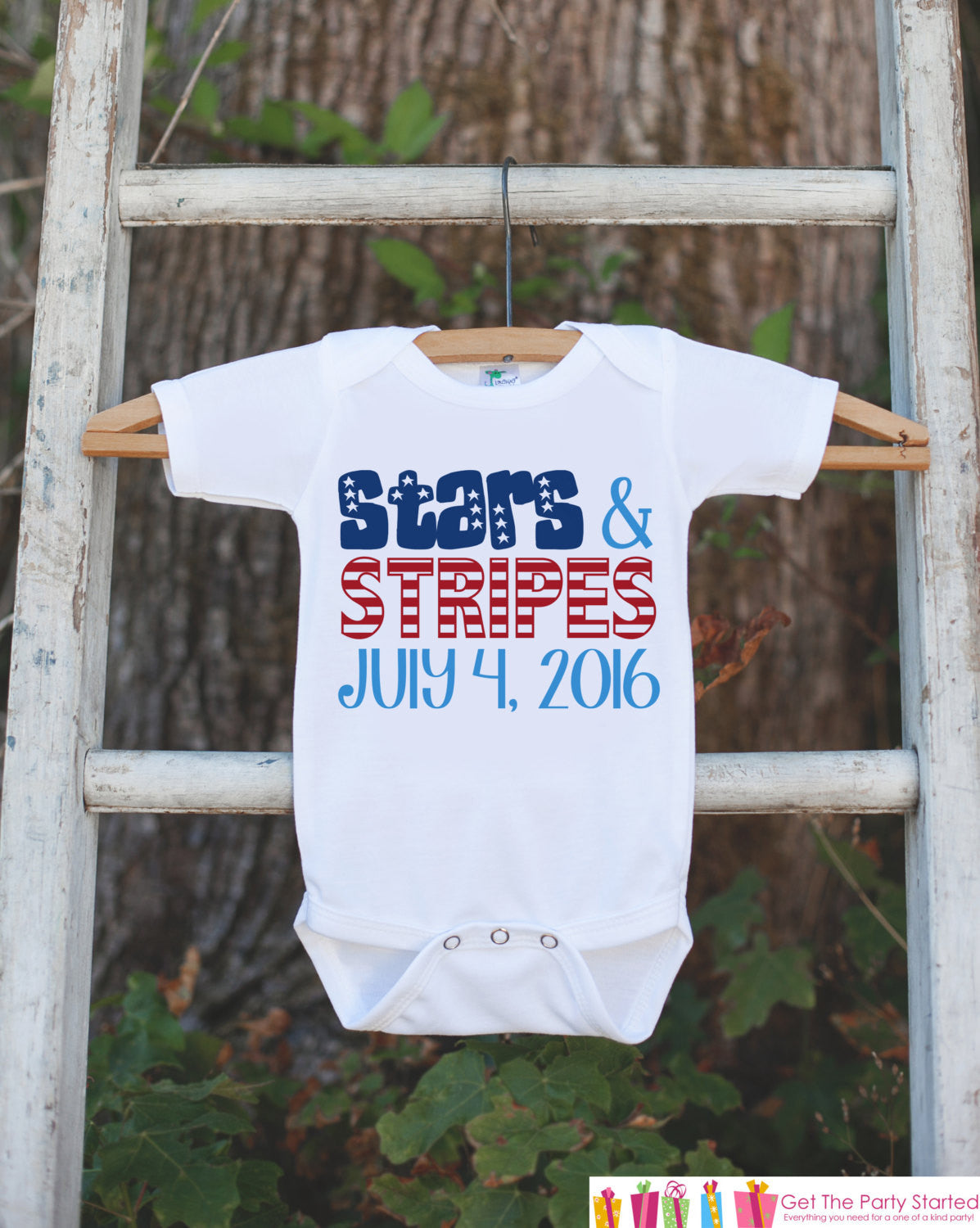 Kids 4th of July Outfit - Custom Stars & Stripes Onepiece or Tshirt - Fourth of July Shirt for B