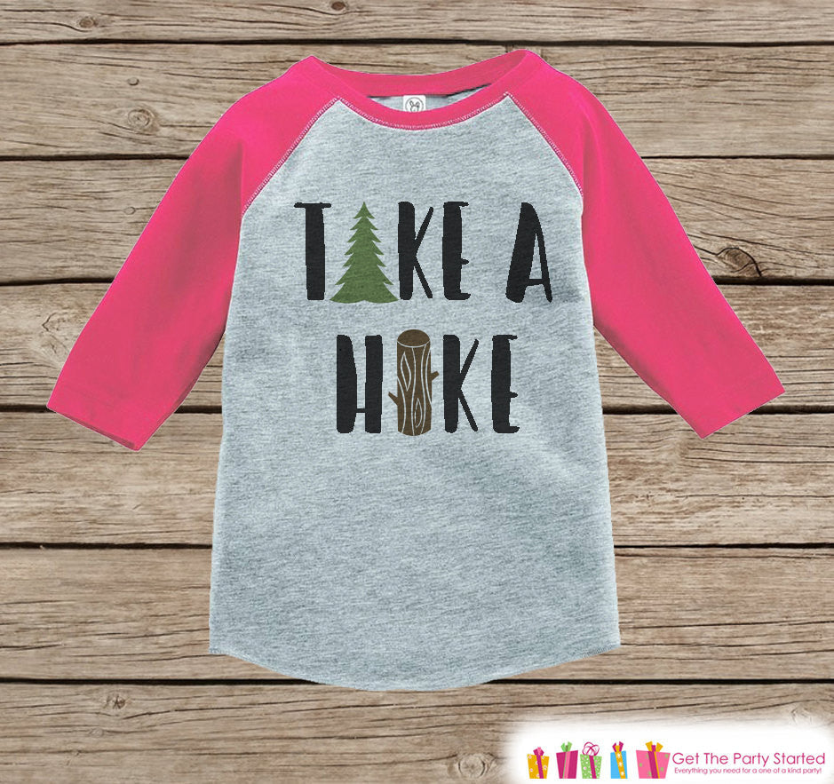 Girl's Take a Hike Outfit - Pink Raglan Shirt or Onepiece - Kids Baseball  Tee - Hiking Shirt for Baby, Toddler, Youth - Adventure Clothing