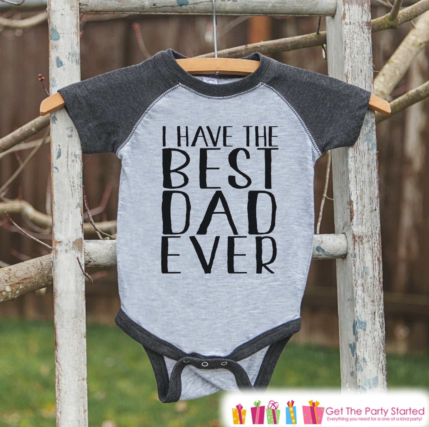 Kids Father's Day Outfit - Grey Raglan Shirt - I Have The Be