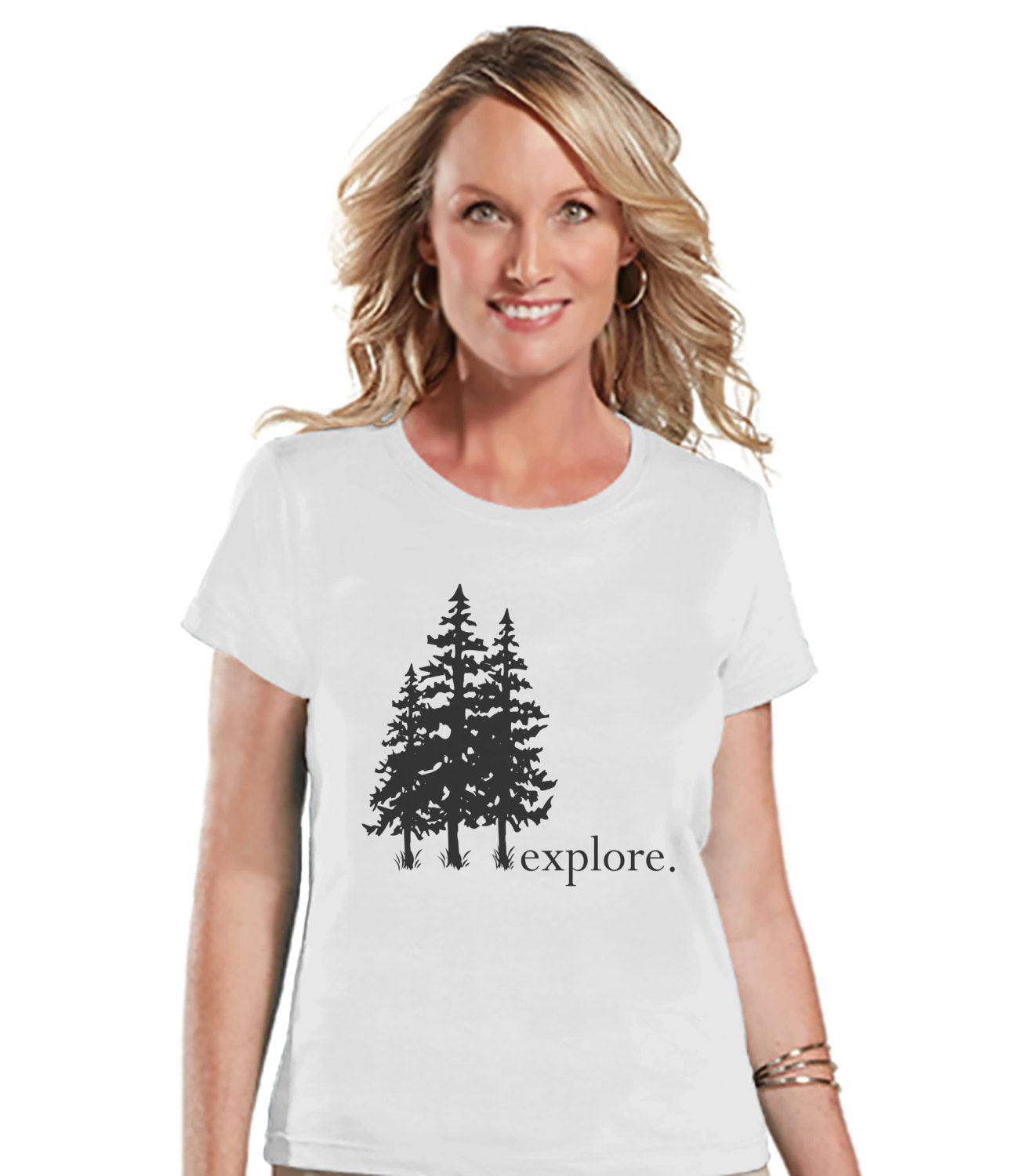 Camping Shirt - Explore Shirt - Womens White T-shirt - Ladies Camping ...