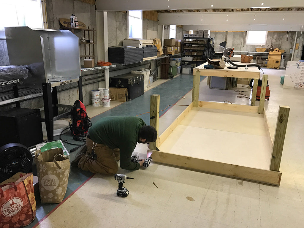 building new tables at the studio