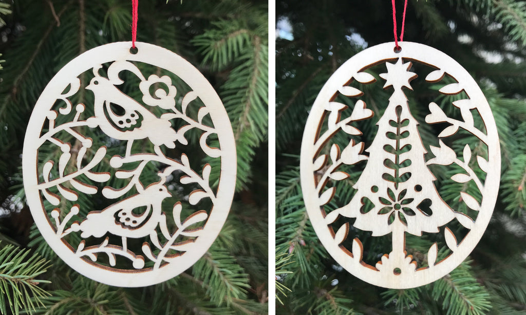 Natural Birch Wood Christmas Ornaments