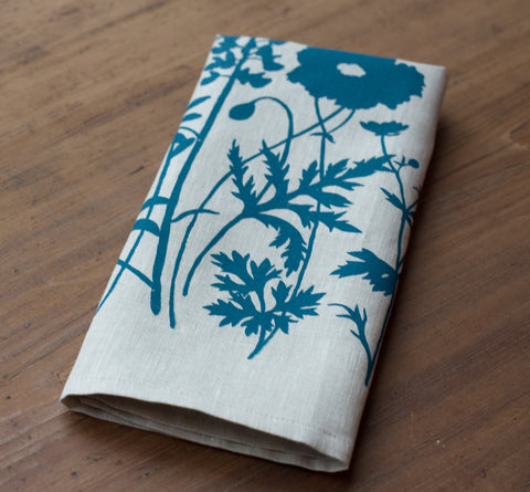 Hand-printed linen tea towel