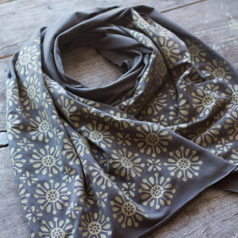 hand-printed grey scarf