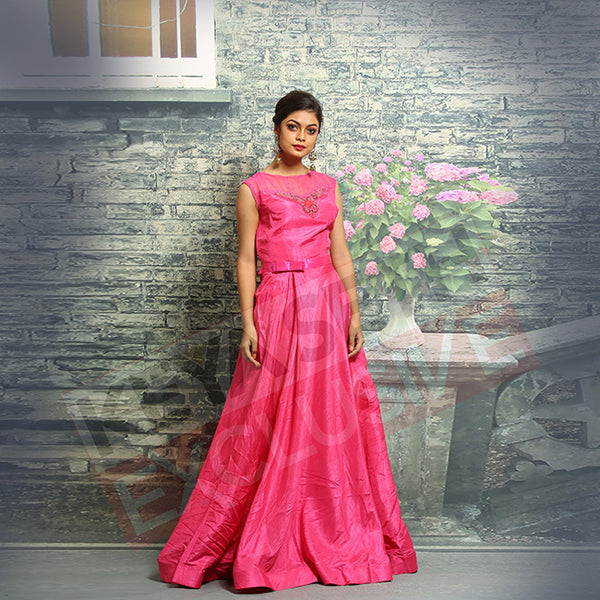 Pink Silk Gown for party 
