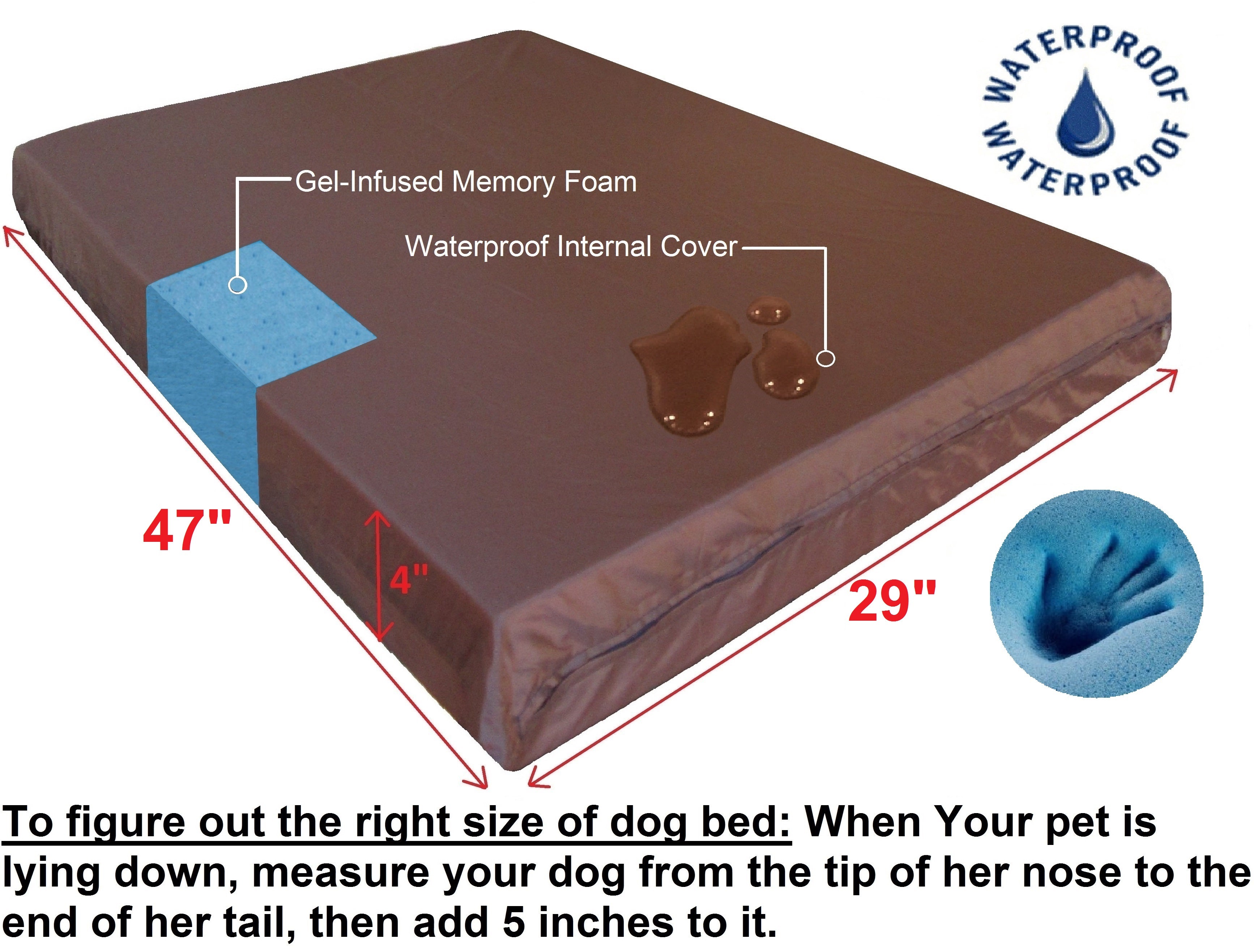 Waterproof internal cover dog bed