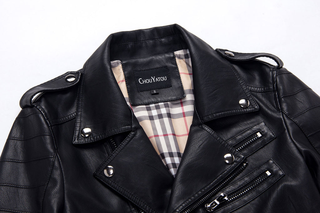 faux leather biker jacket mens