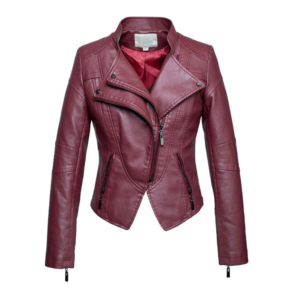 Chouyatou Women's Fashion Tailored Zip-Up Faux Leather Quilted Racer J ...