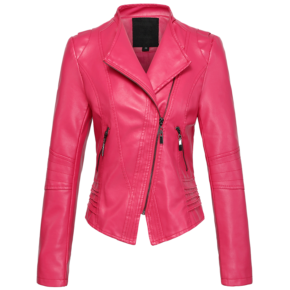 Chouyatou Women's Casual Collarless Cropped Pu Leather Biker Jacket ...