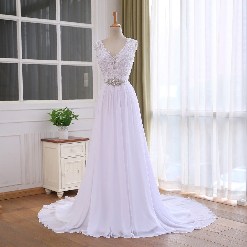 Unique Lace Top Chiffon Wedding Dress Dress Vestido De Casamento