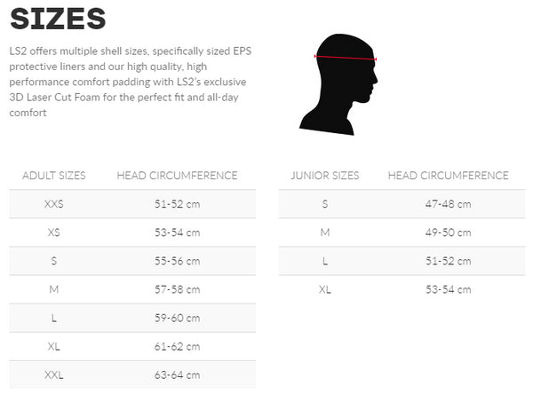 LS2 Size chart