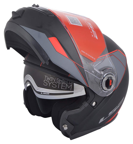 Ls2 Ff 386 Midnight Matt Black Red Flip Up Helmet Moto Central