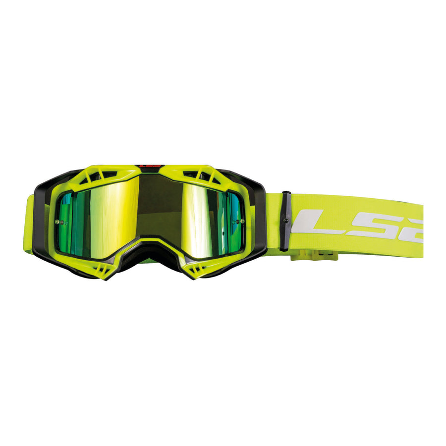 LS2 AURA PRO Offroad Goggles with Yellow Iridium Visor (Black Hi ...