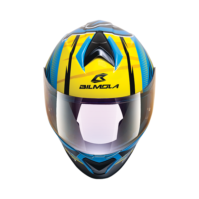 Bilmola Rapid S Don't Shift Miss Yellow Blue Gloss Helmet– Moto Central