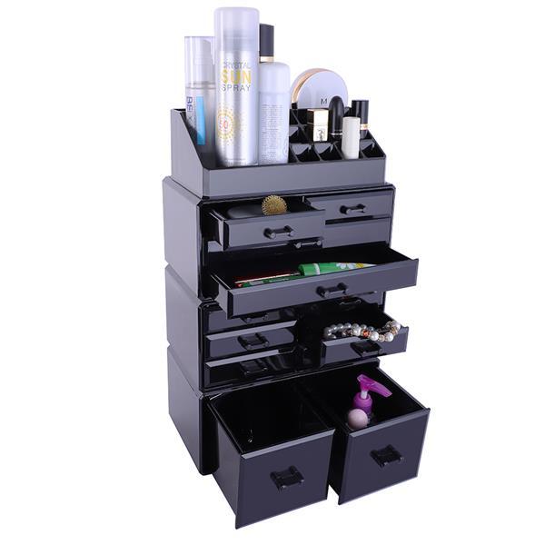 4Pcs/Set Plastic Cosmetics Storage Rack Transparent Black