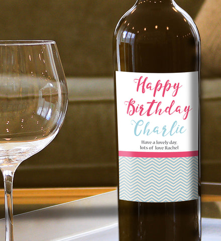 personalised happy birthday wine bottle label print my words