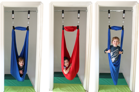 Some examples of how the sensory swing looks when installed in a doorway
