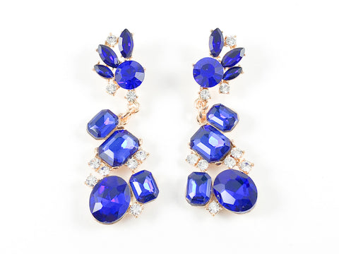 Fancy Unique Mix Shape Royal Blue Fashion Earrings