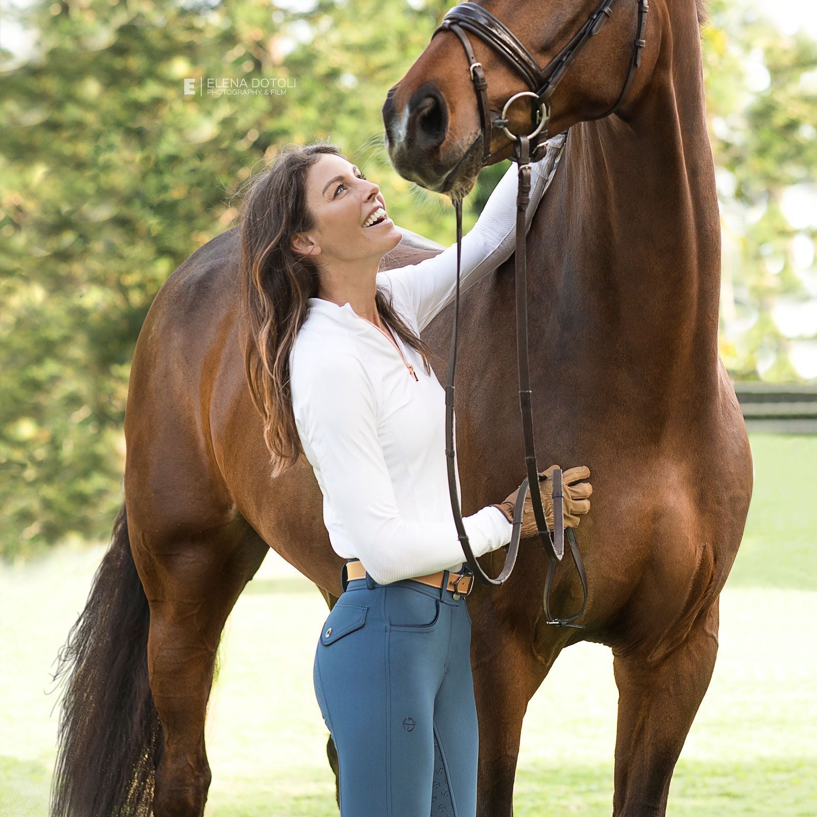 Perfection 2.0 Mid Rise Show Breeches - White with Navy Seat