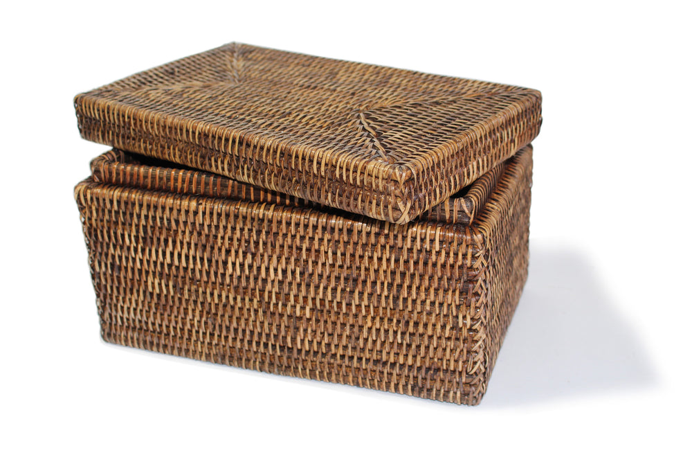 rectangular storage basket with lid