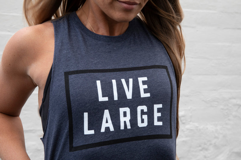 Women's Logo Muscle Crop - Black – Live Large Fitness