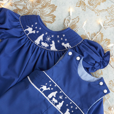 christmas nativity smocked dress