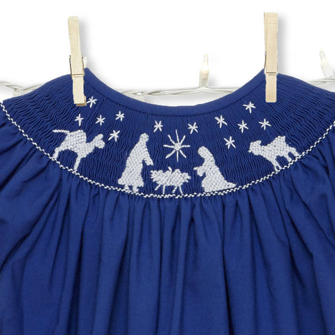 christmas nativity smocked dress