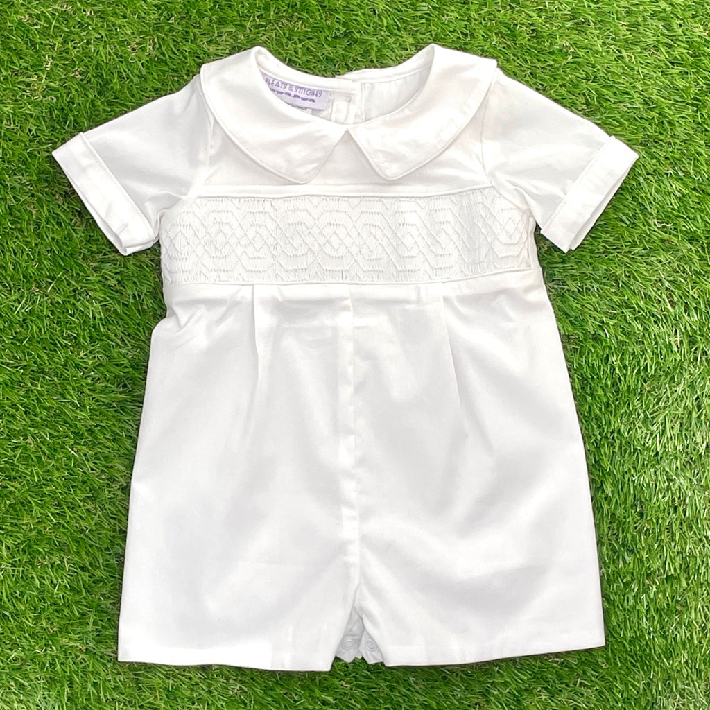 Smocked Heirloom dress - white with white smocking & ivory lace