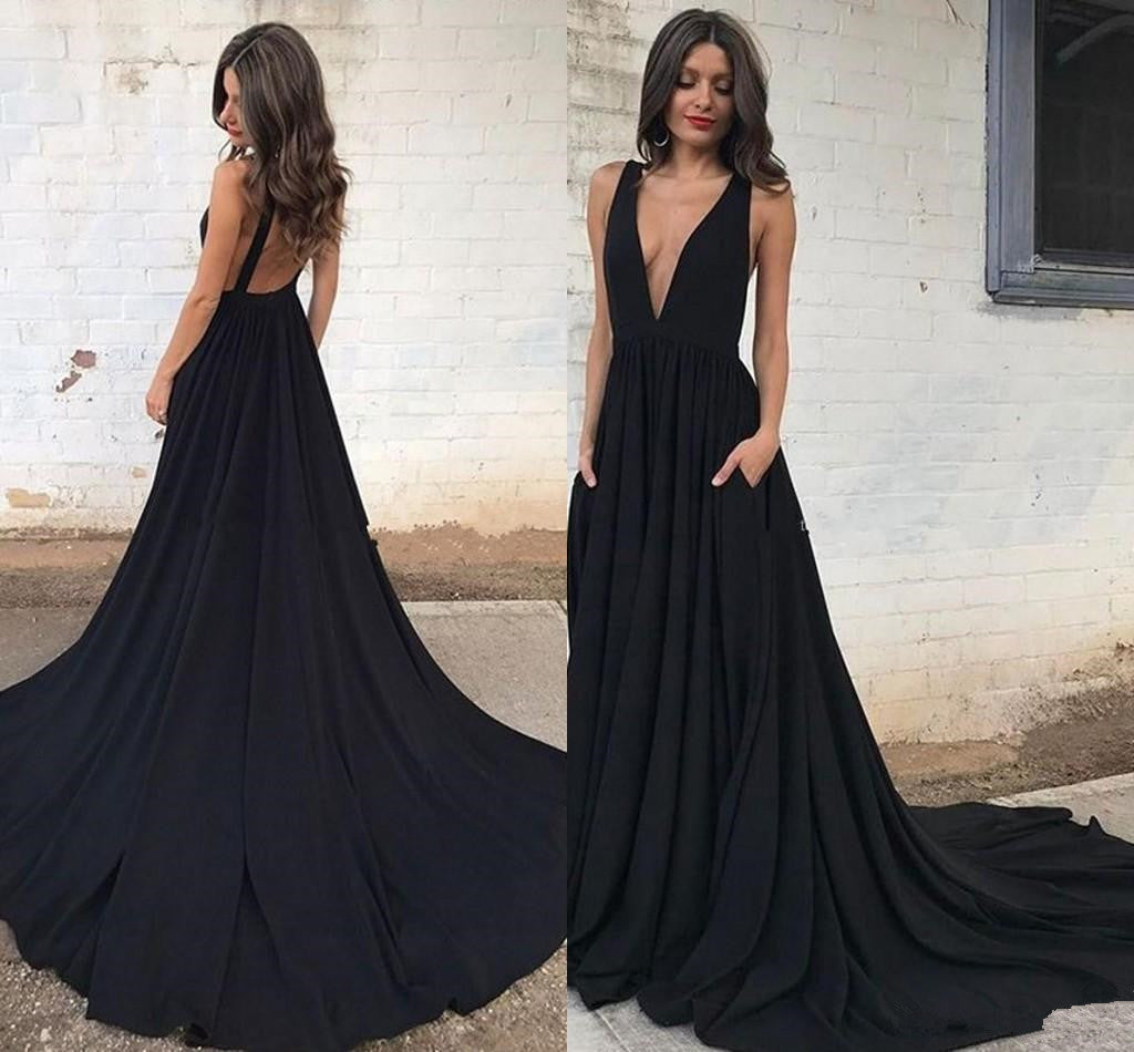 black long dress open back