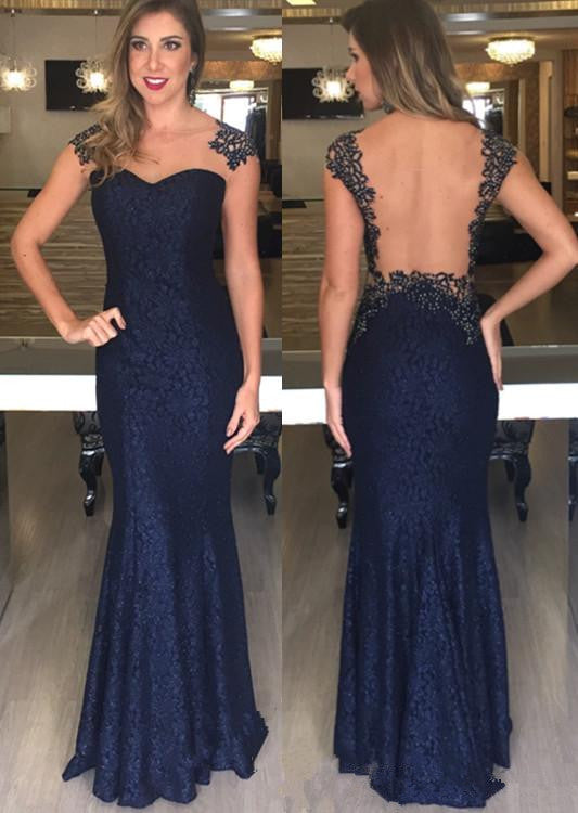 backless blue prom dress