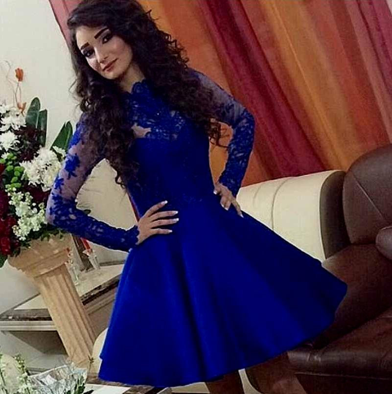 royal blue long sleeve formal dress