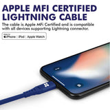 Promate Premium Lightning Cable to USB 1.2M (Blue) 2.4A Durable Nylon Braiding