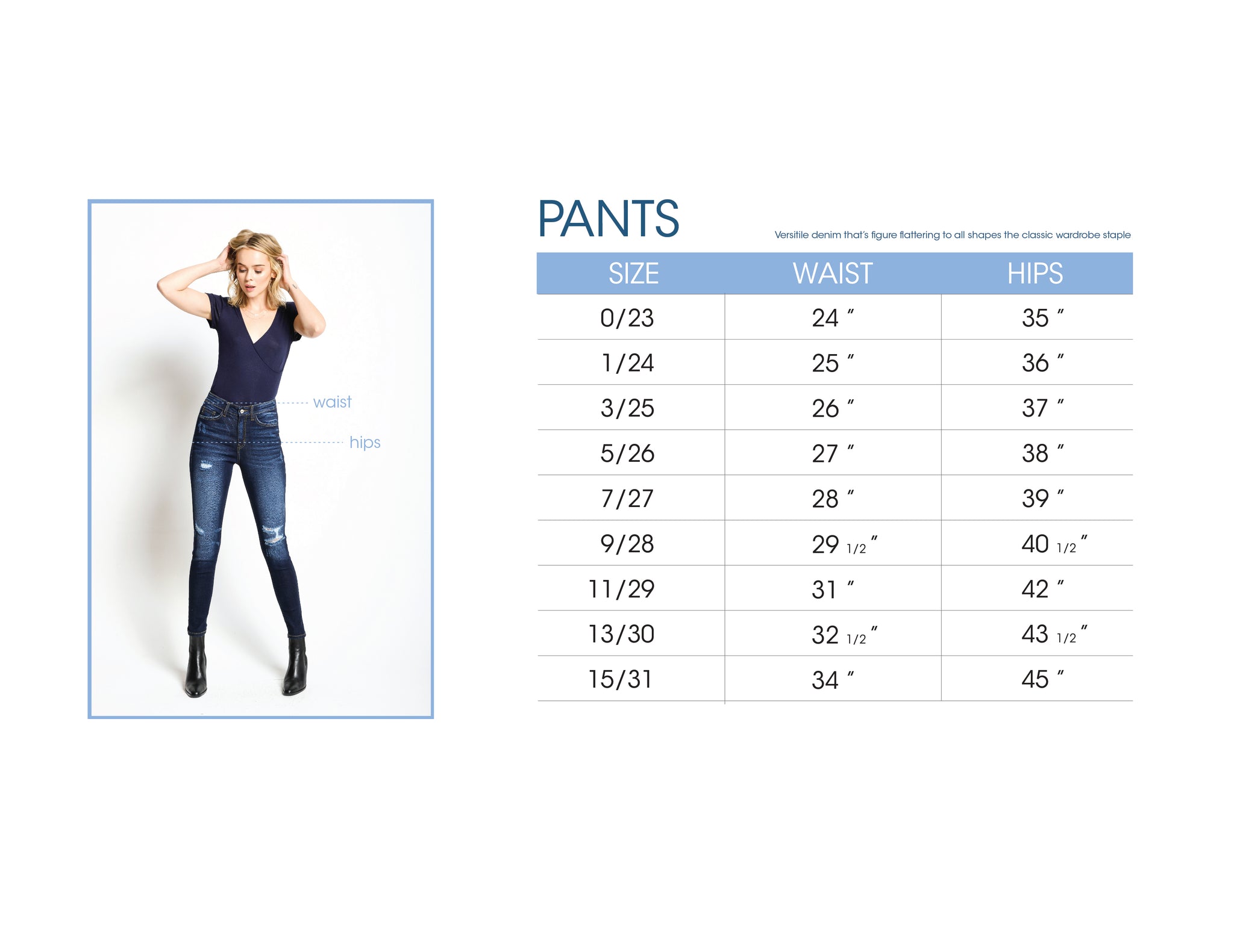 Kancan Jeans Size Chart Inseam