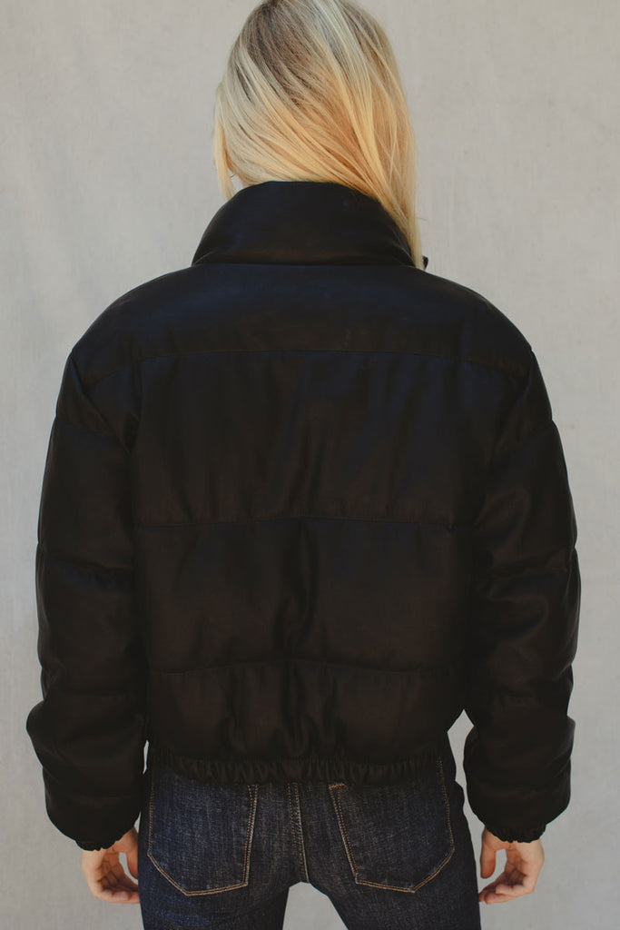 cropped puffer jacket leather