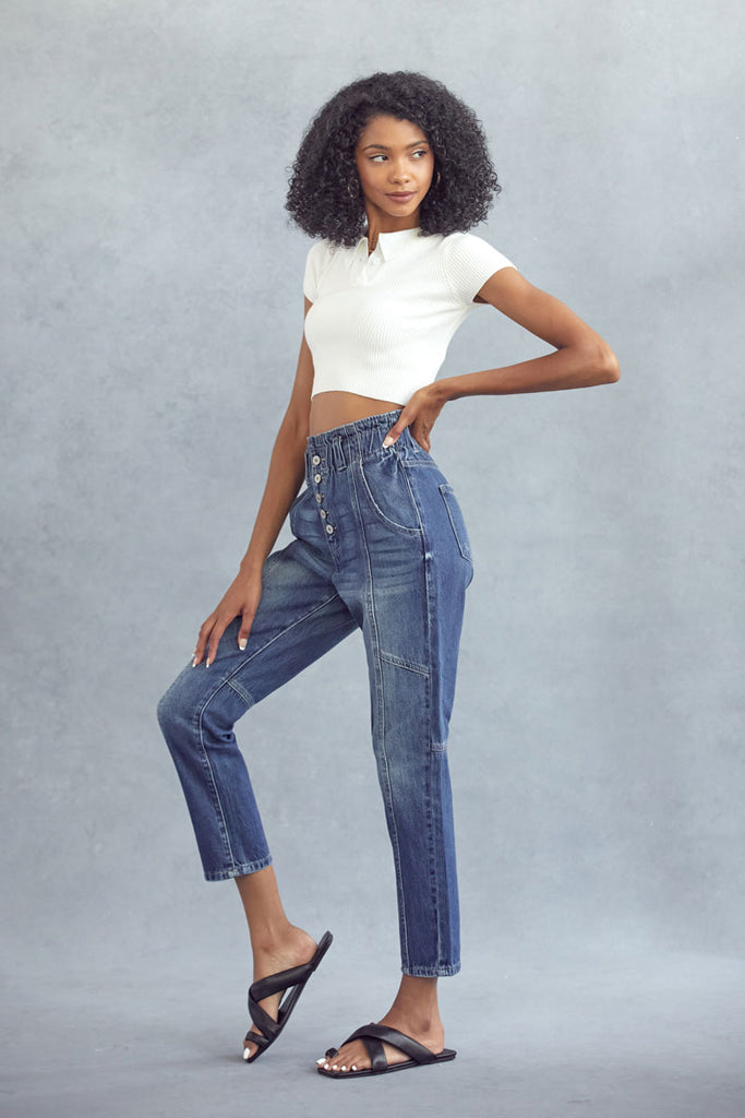 Bronte Ultra High Rise Paperbag Mom Jeans | Official Kancan USA