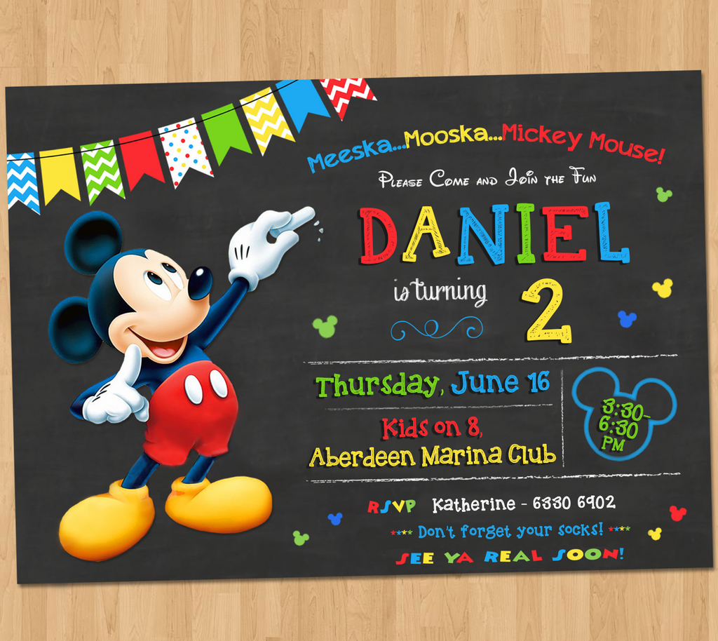 Spiksplinternieuw Mickey Mouse Party Invitation – Pop Pixel Prints HI-13