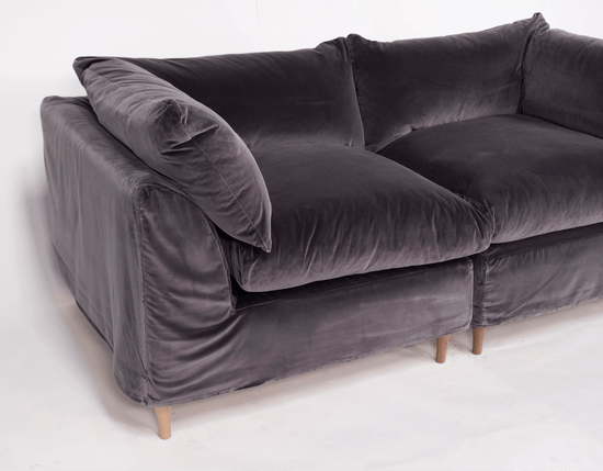Orlando Grey Sofa made in Peppercorn Velvet (Ex-Display)