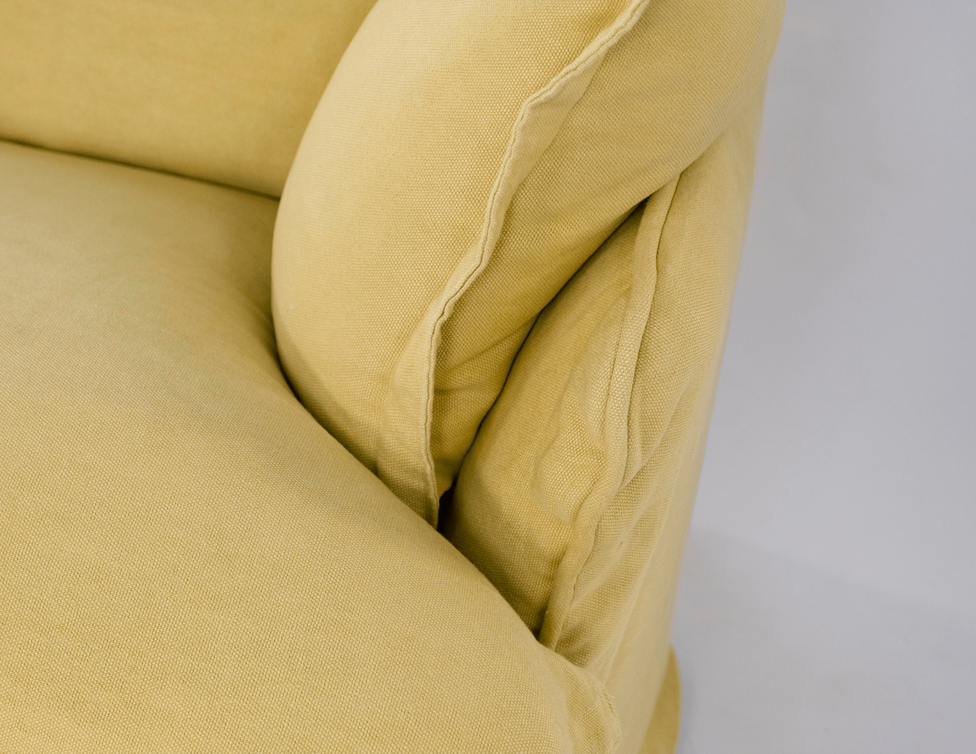 Song Yellow Love Seat with Pillow Edge made in Citrine Italian Linen (Ex-Display)