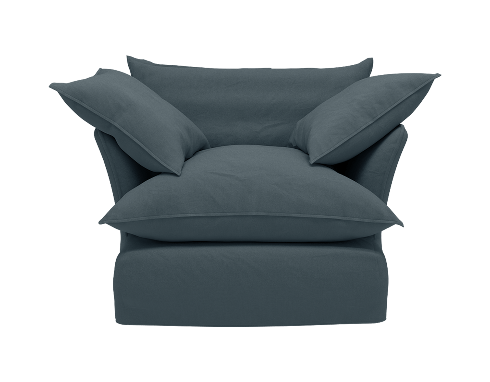Now Song Armchair with Short Pillow Edge made in Charcoal Grey Brushed Cotton