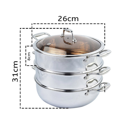 SOGA 2X 24cm Stainless Steel Soup Pot Stock Cooking Stockpot Heavy