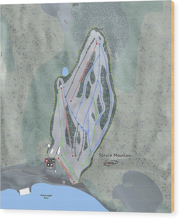 Spruce Mountain Trail Map Spruce Mountain Ski Trail Map - Wood Print | Powderaddicts