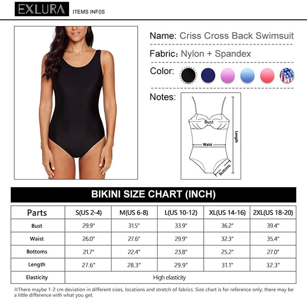 Exlura Women S Crisscross One Piece Swimsuit Athletic Training Swimwea