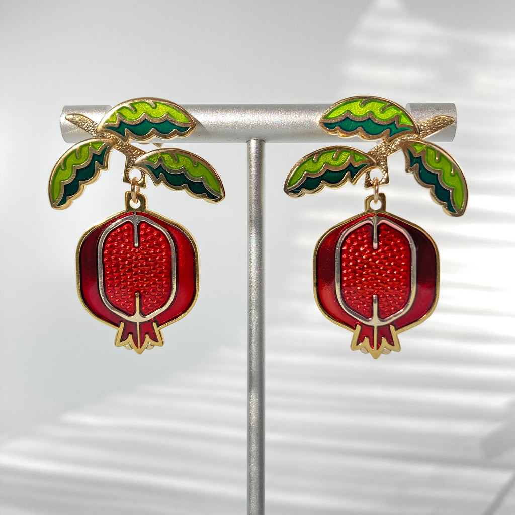 Gucci Red and Green Enamel Vintage Web Stud Earrings Gucci