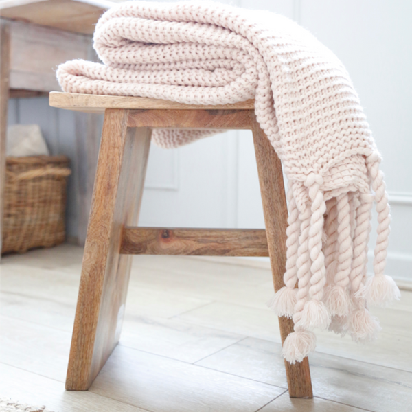 pom pom home chunky throw with tassels