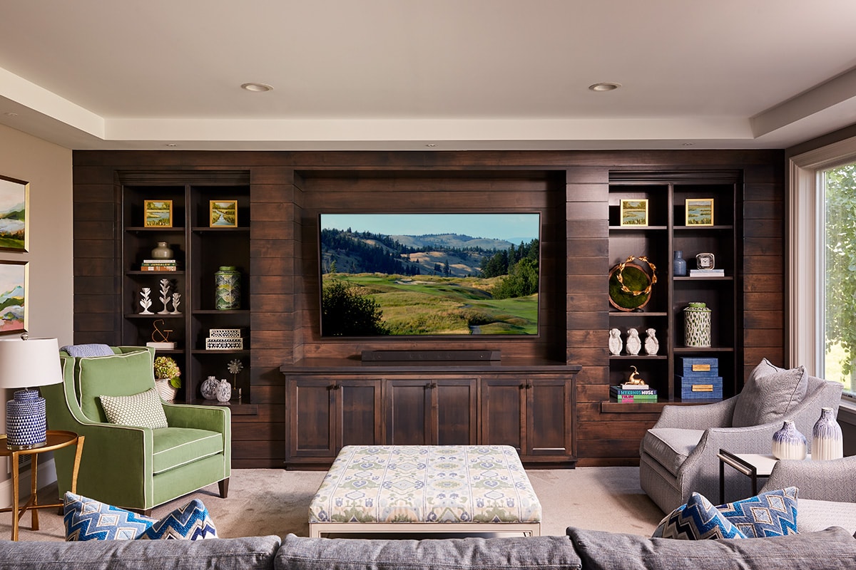 large wall cabinet with large tv