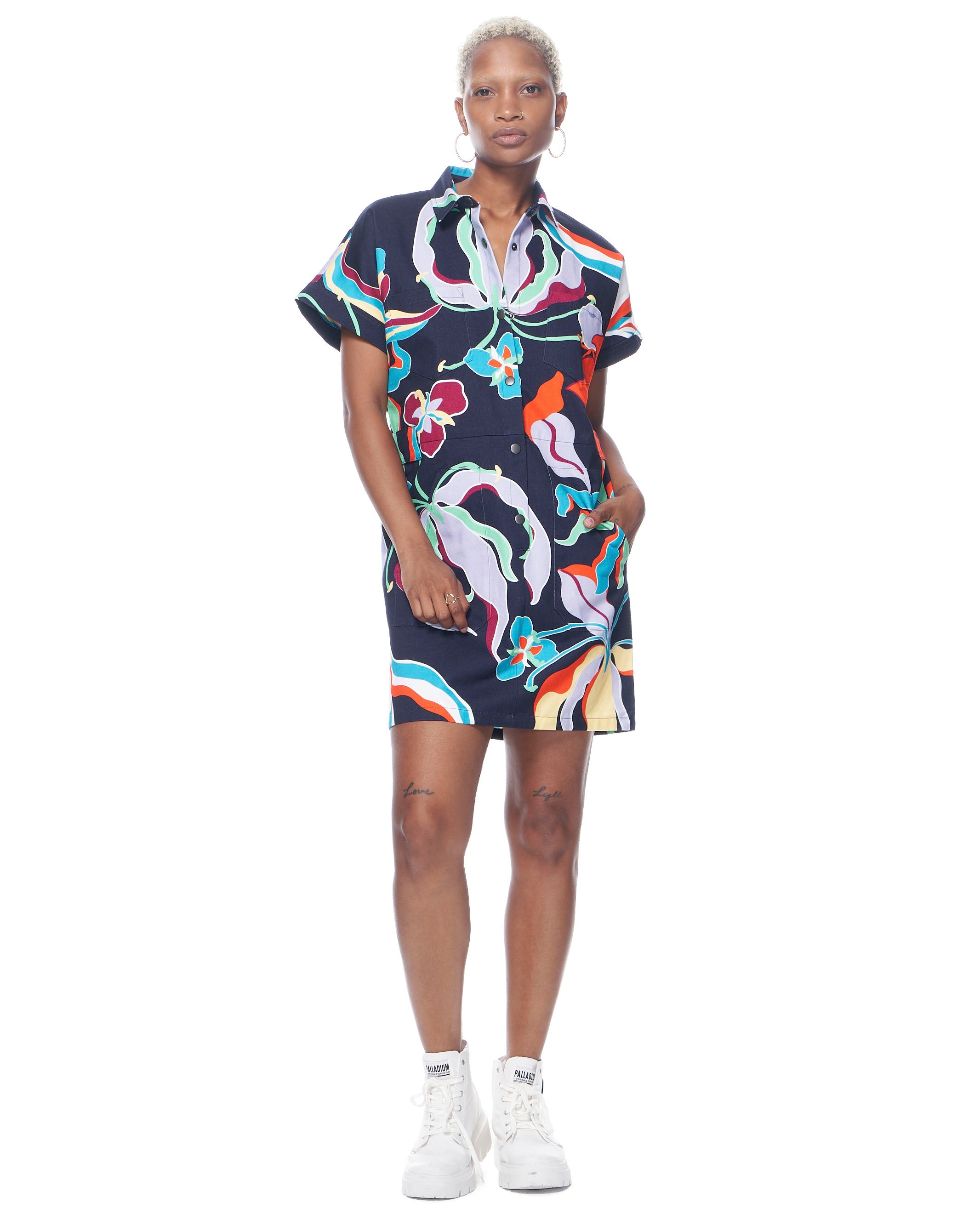 SS Dottie Cargo Dress | Navy Tropics